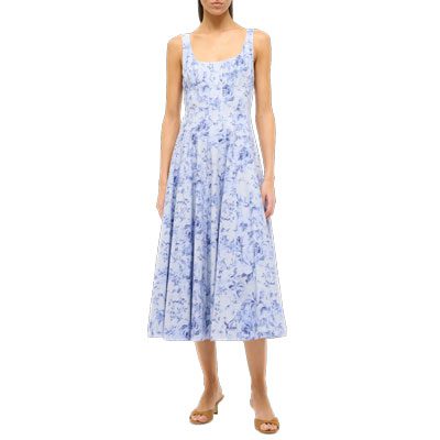 white christmas dresses Wells Blue Toile Strappy Midi Dress