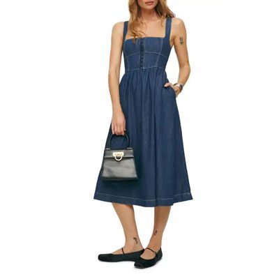 reformation Tagliatelle Denim Dress