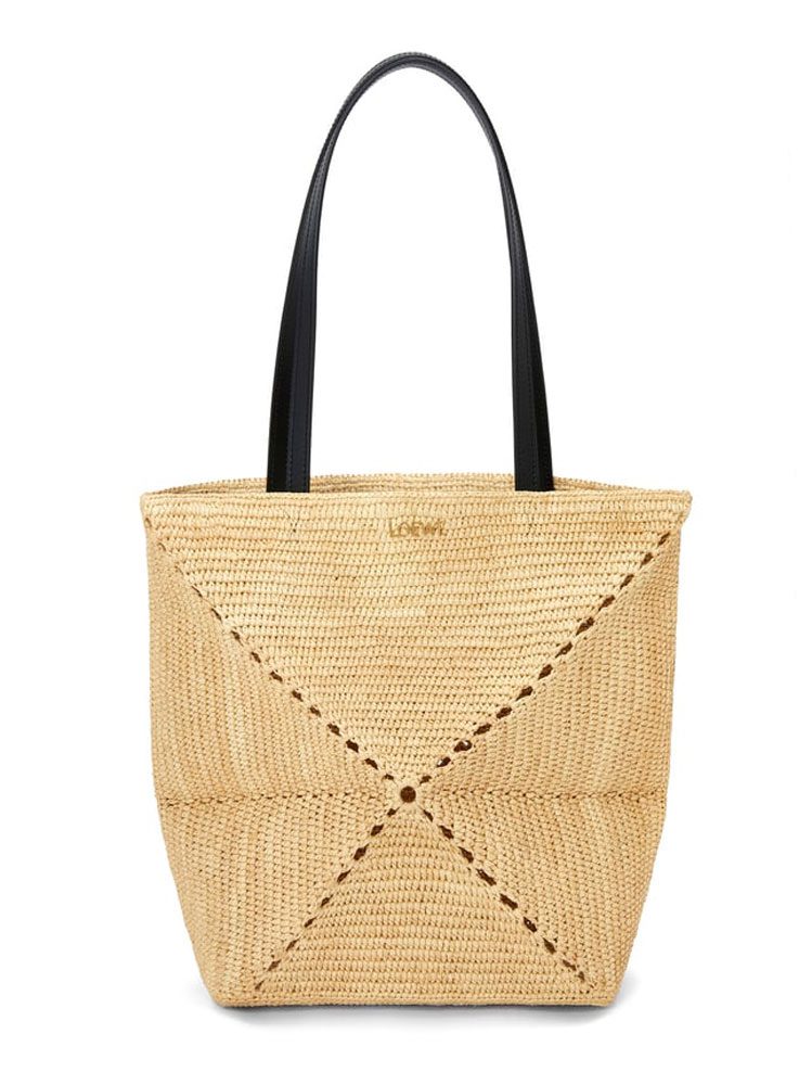 Loewe Puzzle Fold Tote in raffia Loewe Puzzle Fold Tote in raffia