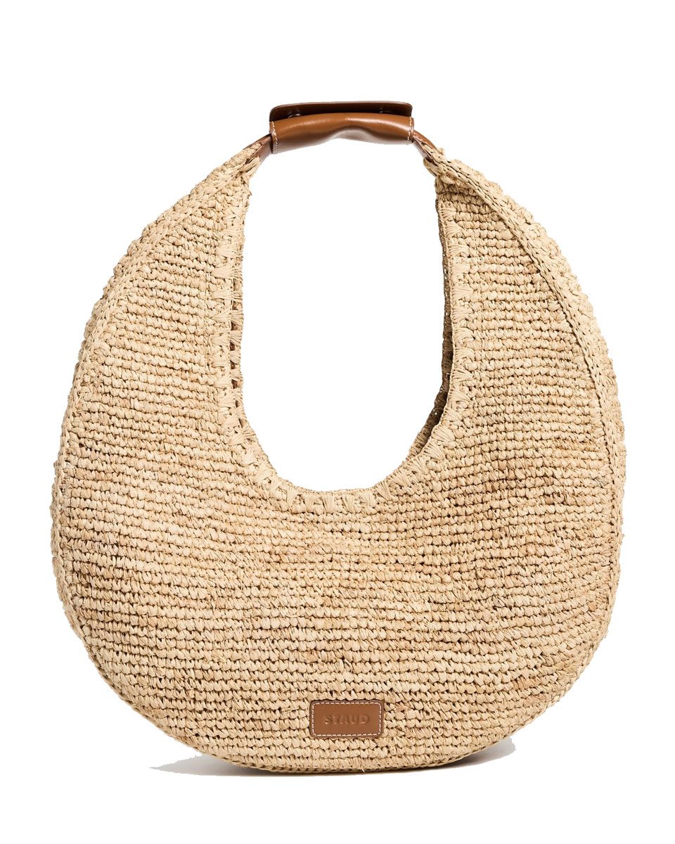staud Large Raffia Moon Tote Bag