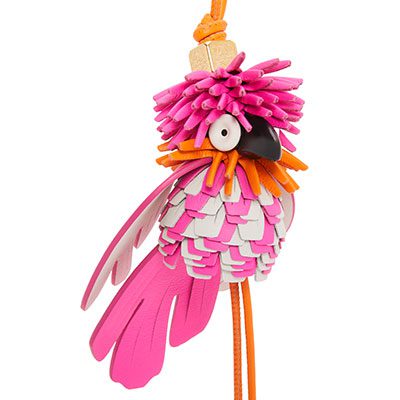 Exotic bird charm in classic calfskin