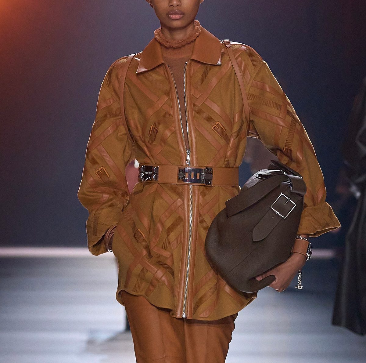 Hermès AW24 Look 34. Photo via Vogue.com. Hermès AW24 Look 34. Photo via Vogue.com.