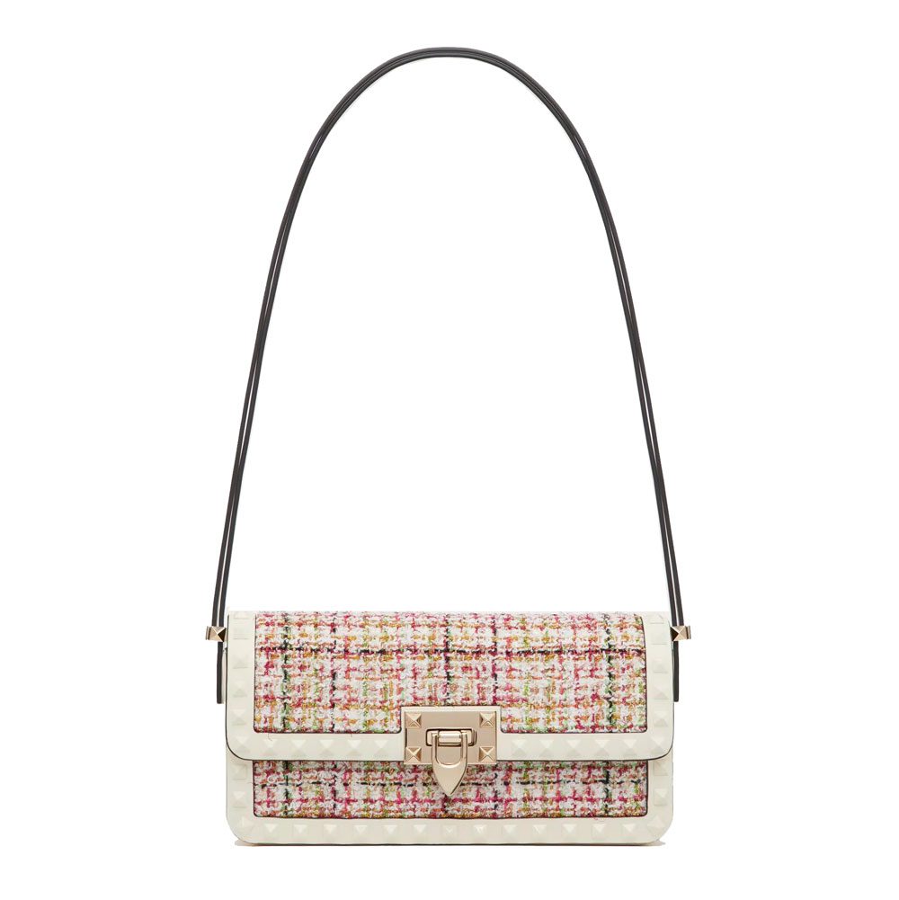 ROCKSTUD23 E W TWEED SHOULDER BAG