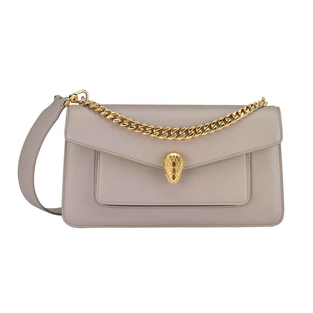 bulgari Serpenti E W Maxi Chain Leather Shoulder Bag