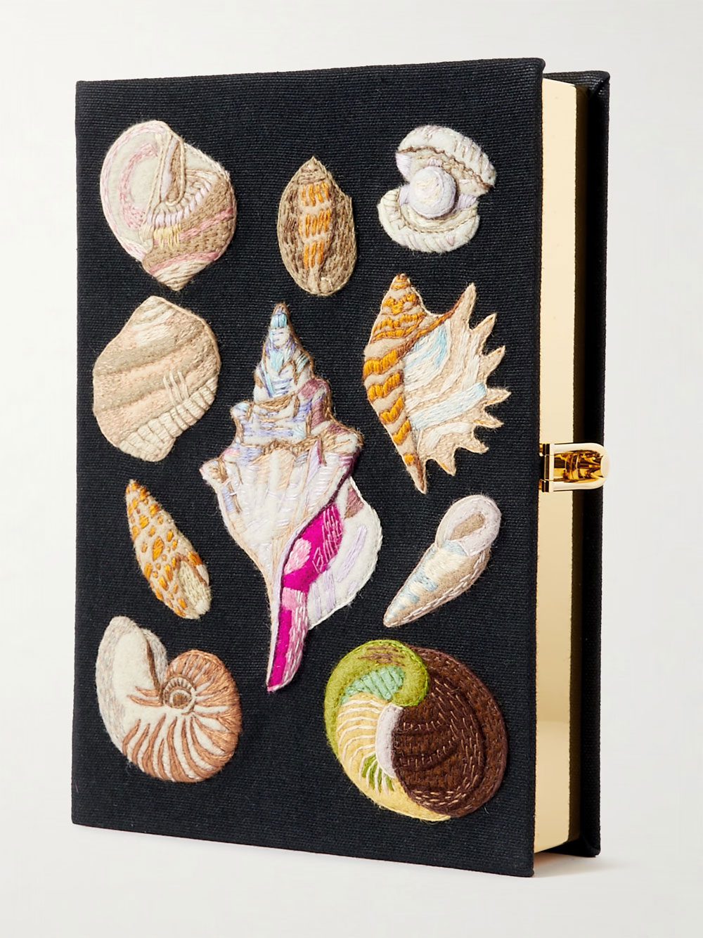 OLYMPIA LE TAN Shells embroidered appliqued canvas clutch OLYMPIA LE TAN Shells embroidered appliqued canvas clutch