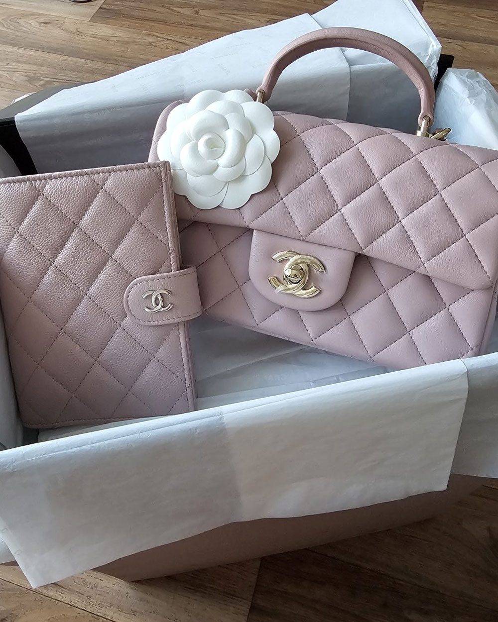 chanel 24P mini top handle and passport holder