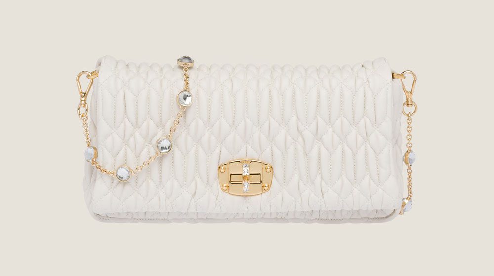 miu miu Miu Crystal Cloque Nappa leather bag miu miu Miu Crystal Cloque Nappa leather bag