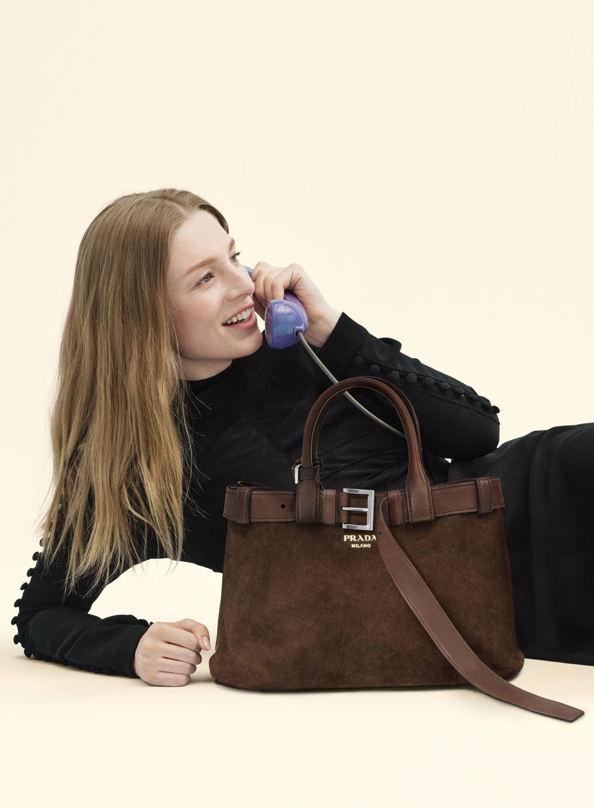 Prada FW24 campaign buckle bag