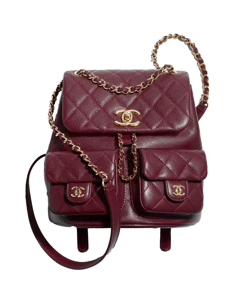 chanel backpack Grained Calfskin Gold Tone Metal Dark Burgundy