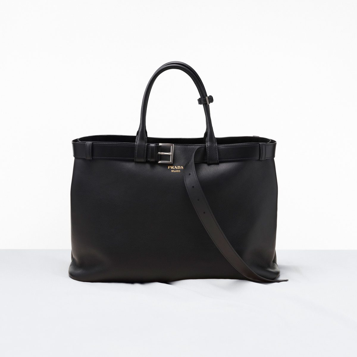 prada buckle bag black