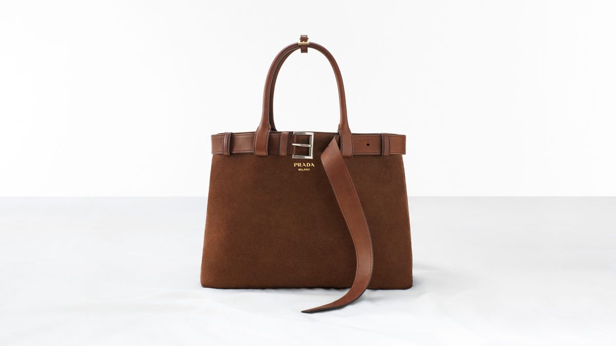 prada buckle bag brown