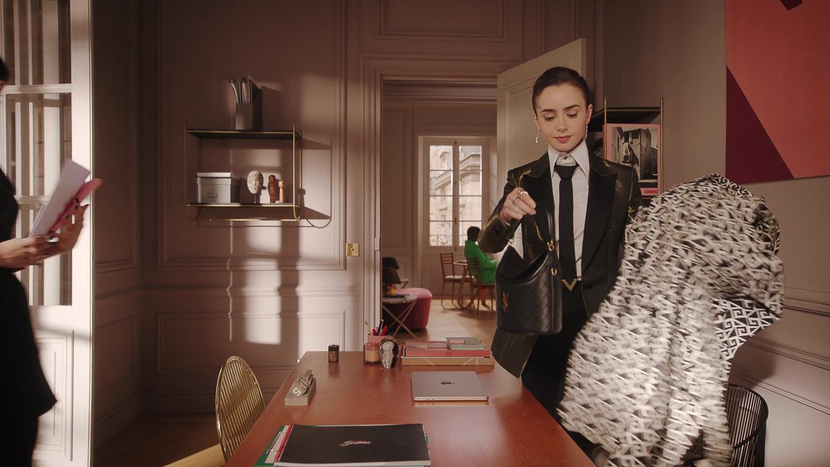 Emily in Paris Season 4 Episode 8 Saint Laurent Gaby Bucket Bag in Lambskin