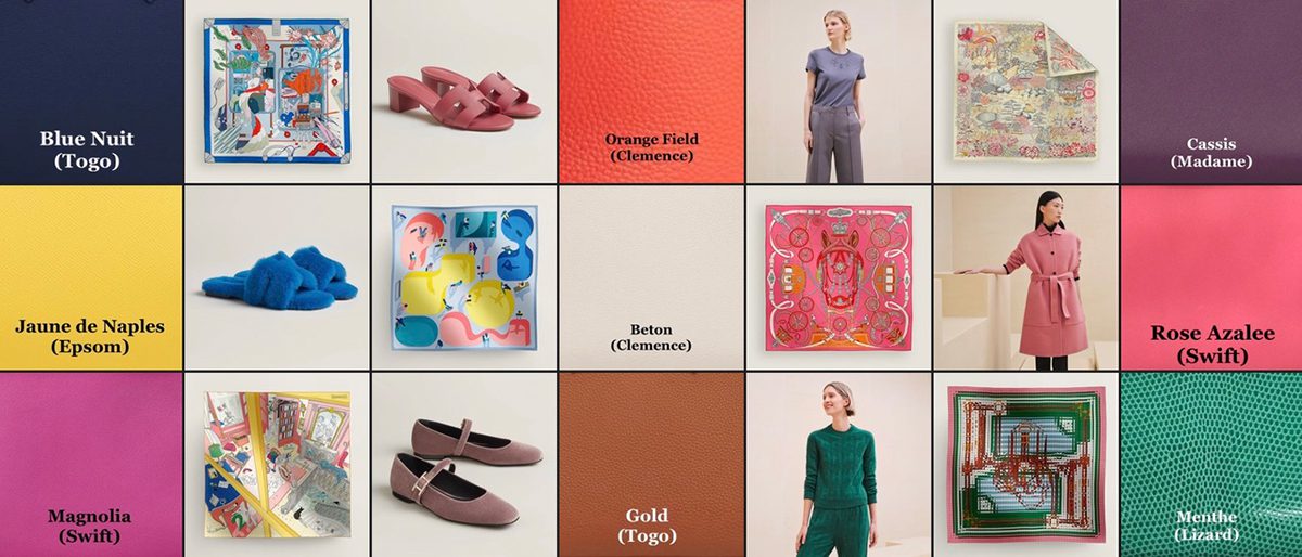 Hermes Autumn WInter 2024 Bleu Nuit Orange Field Cassis Jaune de Naples Beton Rose Azalee Magnolia Gold Menthe Hermes Autumn WInter 2024 Bleu Nuit Orange Field Cassis Jaune de Naples Beton Rose Azalee Magnolia Gold Menthe
