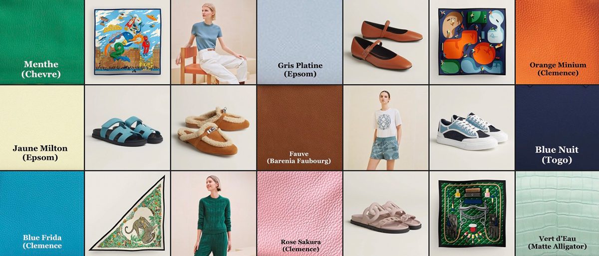 Hermes Autumn Winter 2024 Menthe Gris Platine Orange Minium Jaune Milton Fauve Blue Nuit Bleu Frida Rose Sakura Vert d Eau Hermes Autumn Winter 2024 Menthe Gris Platine Orange Minium Jaune Milton Fauve Blue Nuit Bleu Frida Rose Sakura Vert d Eau