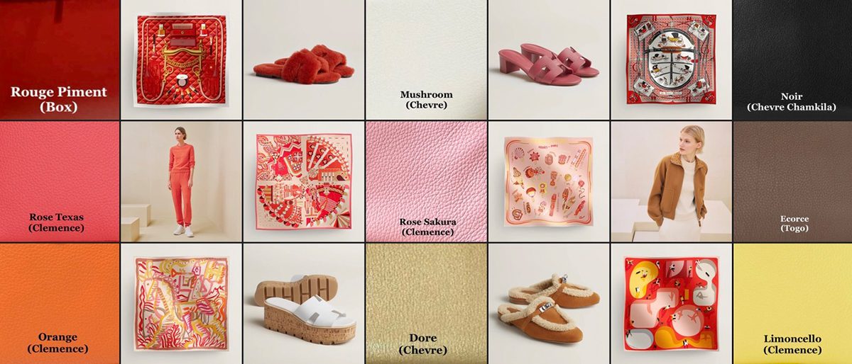 Hermes Autumn Winter 2024 Rouge Piment Mushroom Noir Rose Texas Rose Sakura Ecorce Orange Core Limoncello Hermes Autumn Winter 2024 Rouge Piment Mushroom Noir Rose Texas Rose Sakura Ecorce Orange Core Limoncello