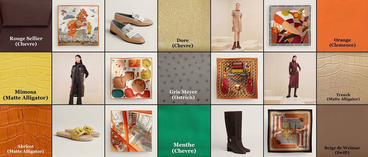 Hermes Autumn Winter 2024 Rouge Sellier Dore Orange Mimosa Gris Meyer Trench Abricot Menthe Beige de Weimar Hermes Autumn Winter 2024 Rouge Sellier Dore Orange Mimosa Gris Meyer Trench Abricot Menthe Beige de Weimar