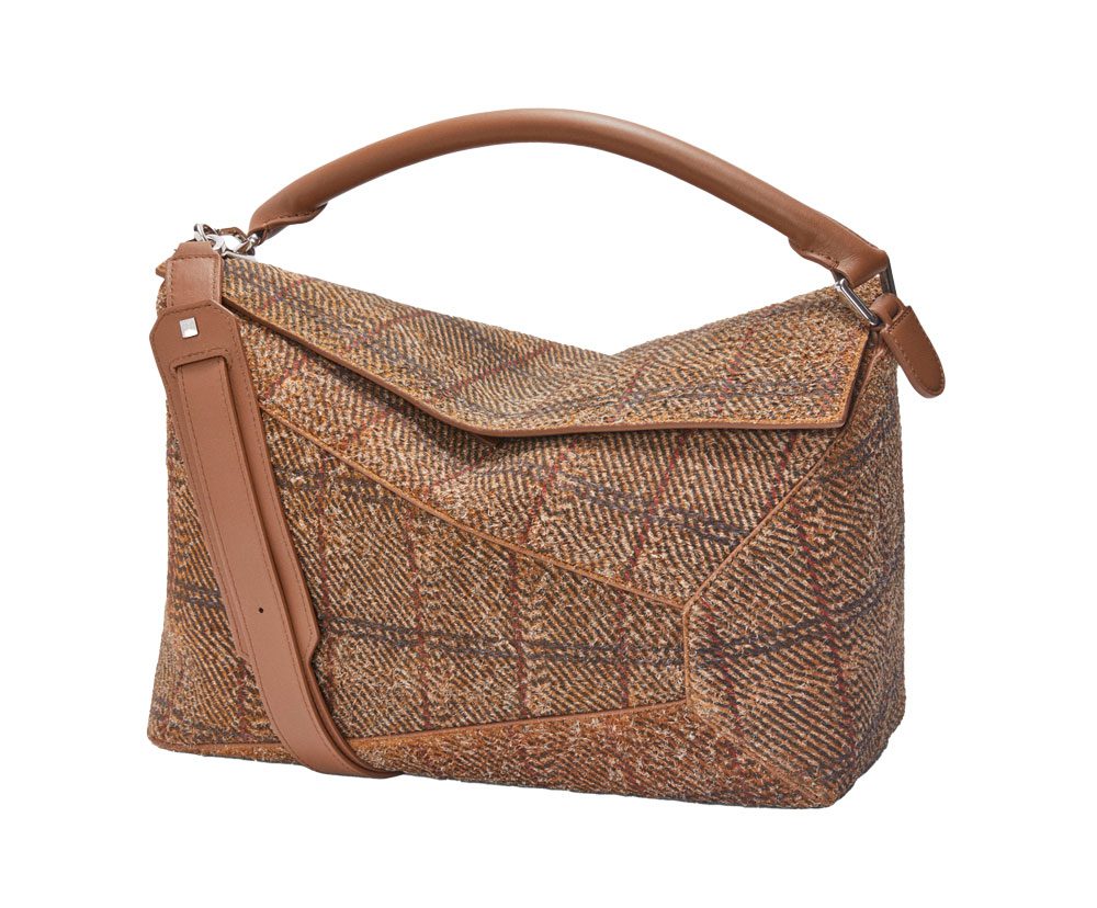 loewe Large Puzzle bag in tartan brushed suede loewe Large Puzzle bag in tartan brushed suede