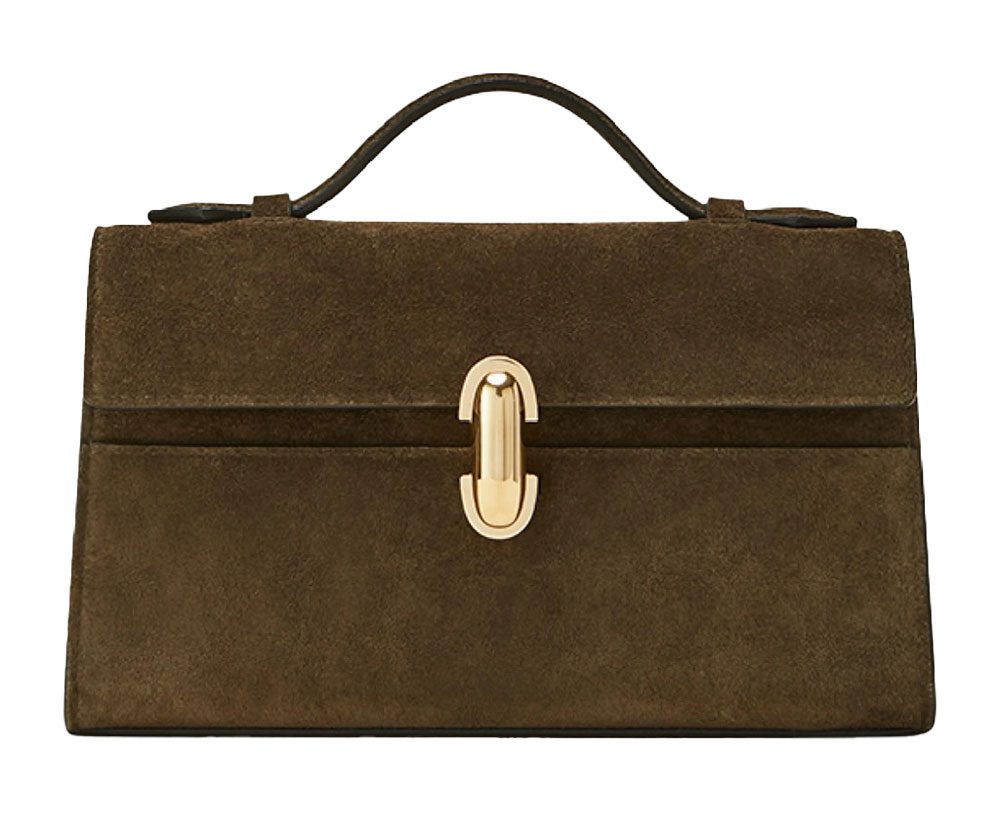 savette The Symmetry Pouchette Suede Top Handle Bag Large savette The Symmetry Pouchette Suede Top Handle Bag Large