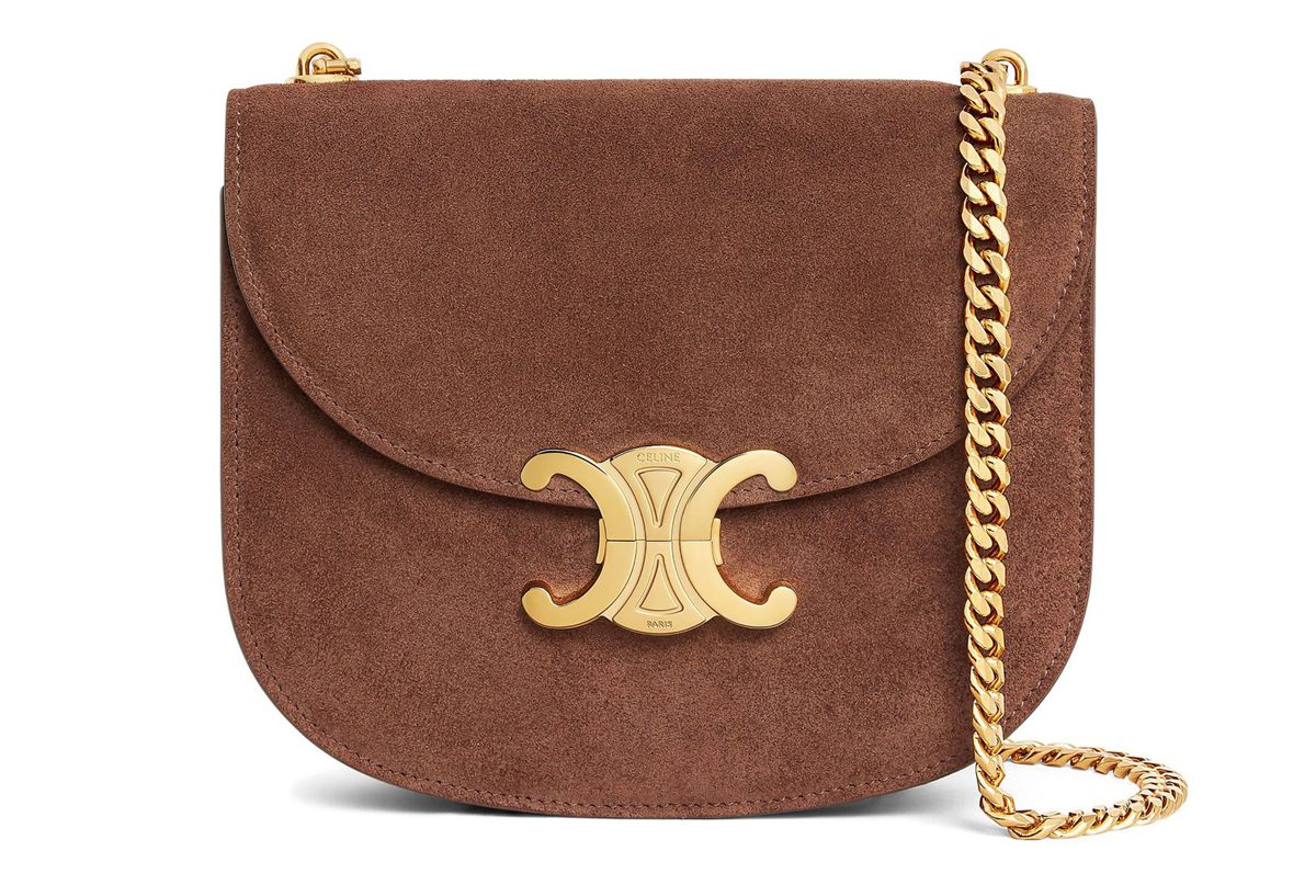 CELINE Teen chain besace Triomphe in suede calfskin CELINE Teen chain besace Triomphe in suede calfskin