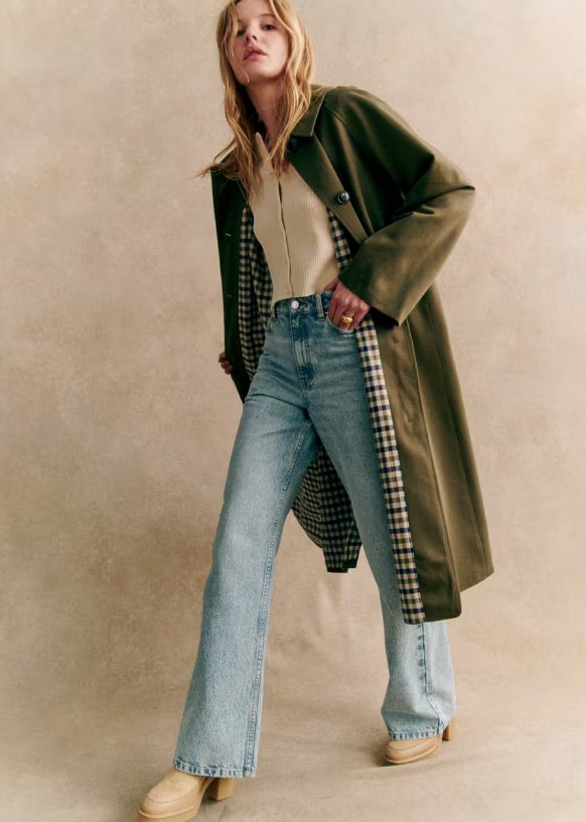 Sezane Clyde Trench Coat Dark Khaki
