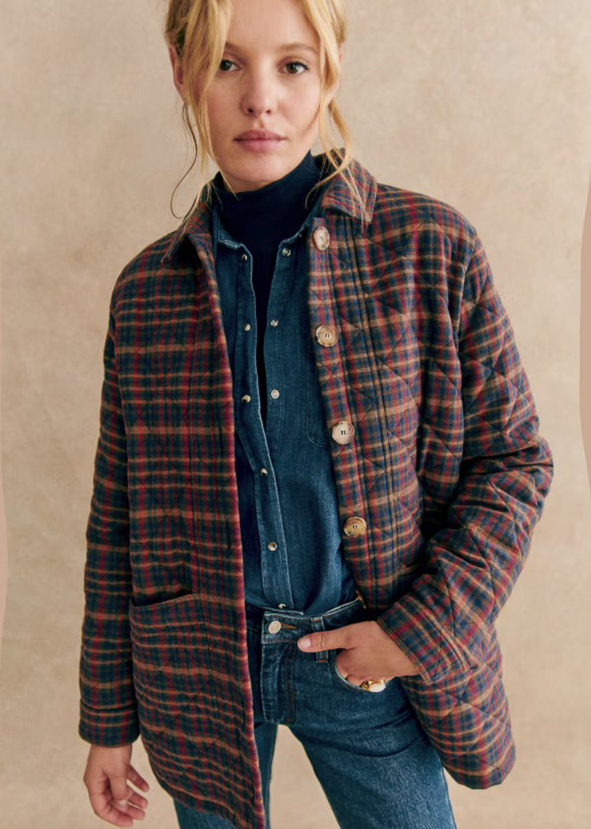 sezane Will Jacket Ivan Burgundy Tartan