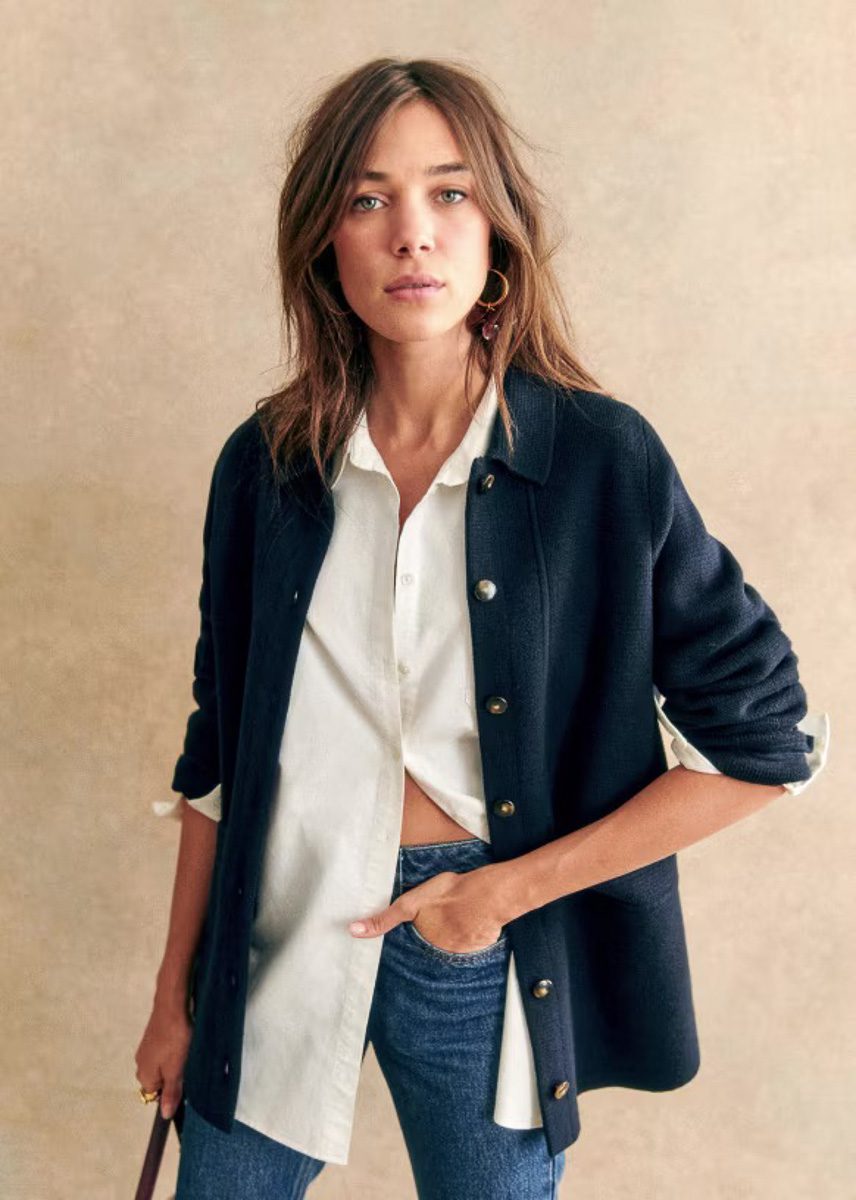 sezane Will Knit Jacket Navy