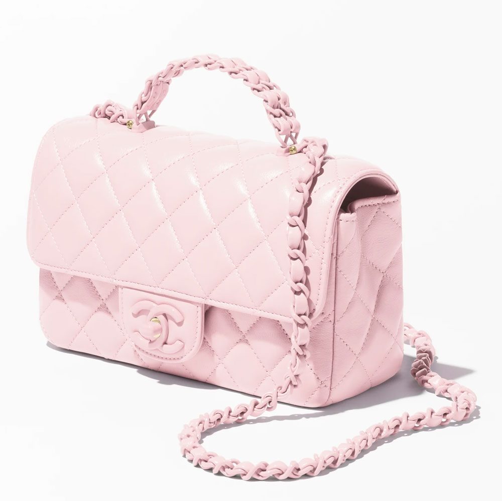 Chanel Mini Flap with Top Handle Pink