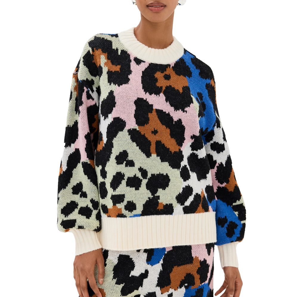 Farm Rio Printed Leopard Sweater Farm Rio Printed Leopard Sweater