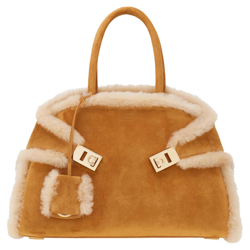 Ferragamo Shearling Hug Bag Large