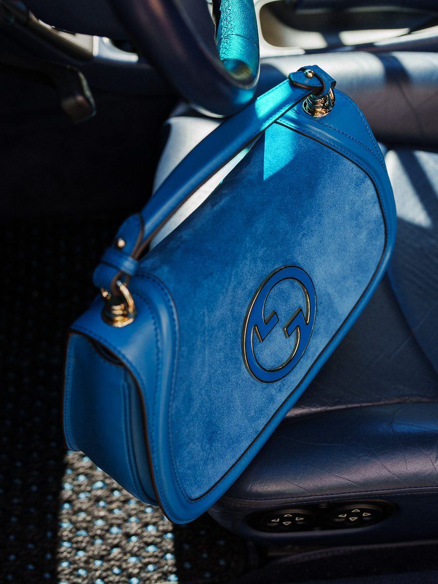 Gucci Small Blondie Top Handle Blue Suede 2 of 4