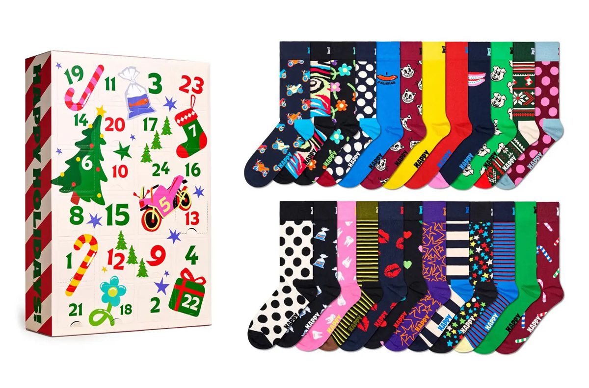 Happy Socks Assorted 24 Pack Advent Calendar Crew Socks Gift Set Happy Socks Assorted 24 Pack Advent Calendar Crew Socks Gift Set