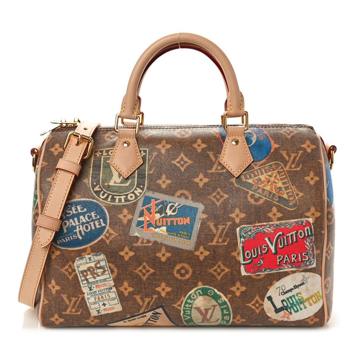 Louis Vuitton Monogram Hotel Labels Speedy Bandouliere 30