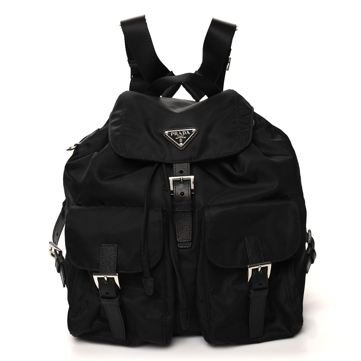 Prada Nylon Vela Saffiano Medium Backpack Black