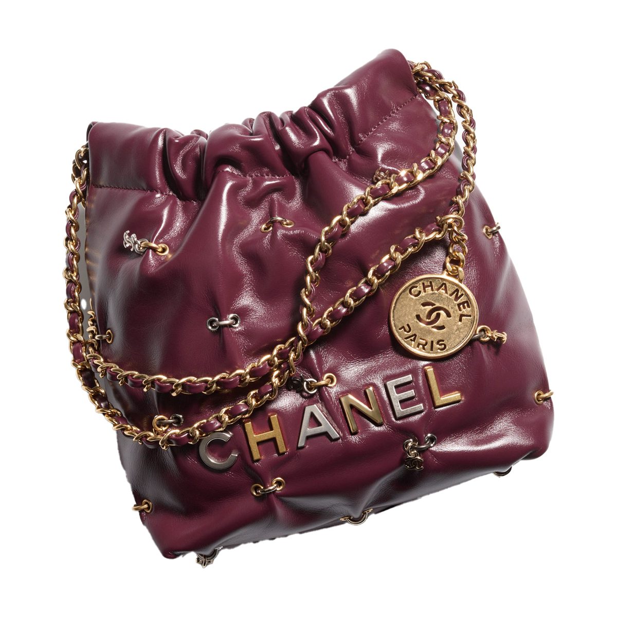chanel chanel 22 bag dark burgundy shiny leather and metal as3980 b17369 ny570 HD chanel chanel 22 bag dark burgundy shiny leather and metal as3980 b17369 ny570 HD