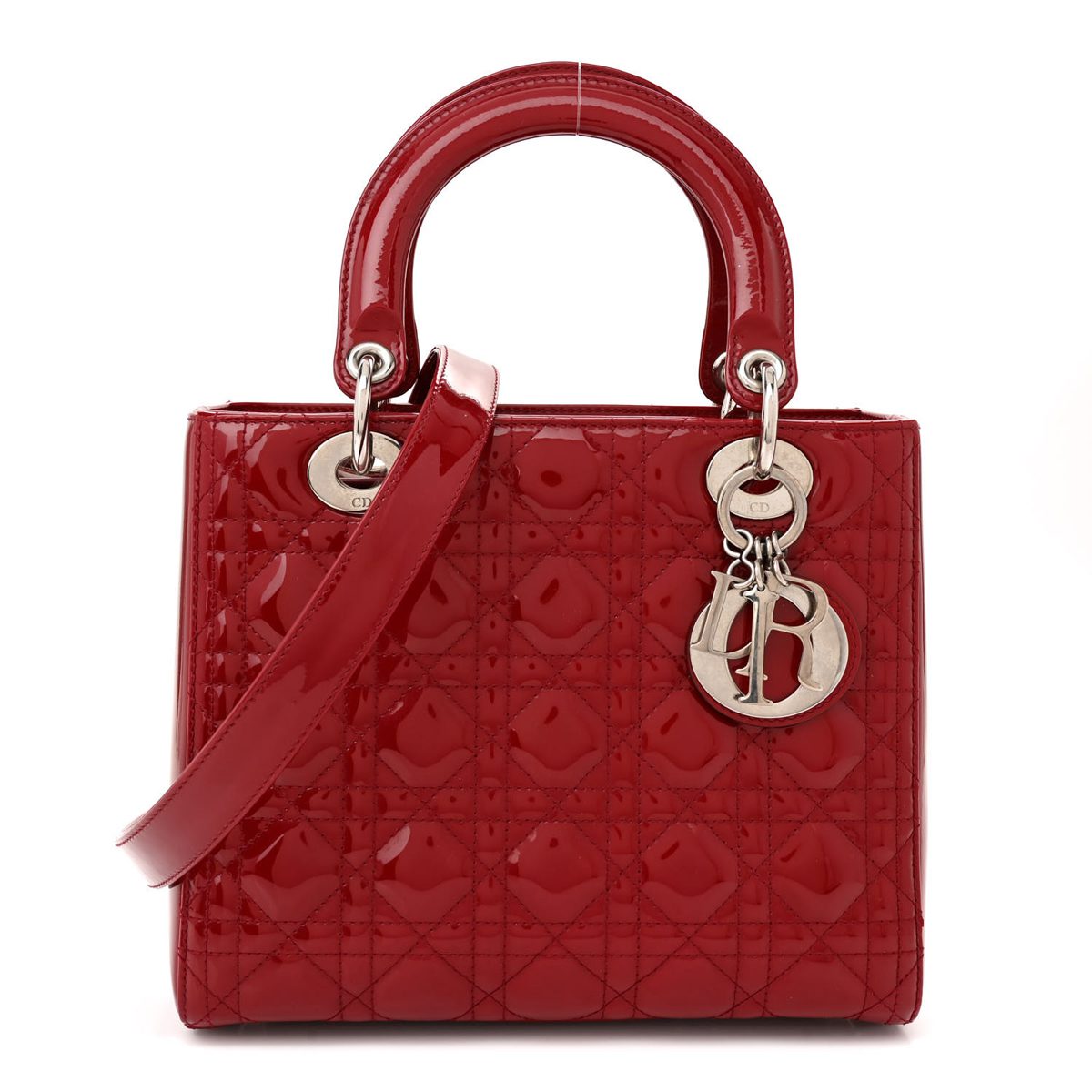 dior Patent Cannage Medium Lady Dior Red