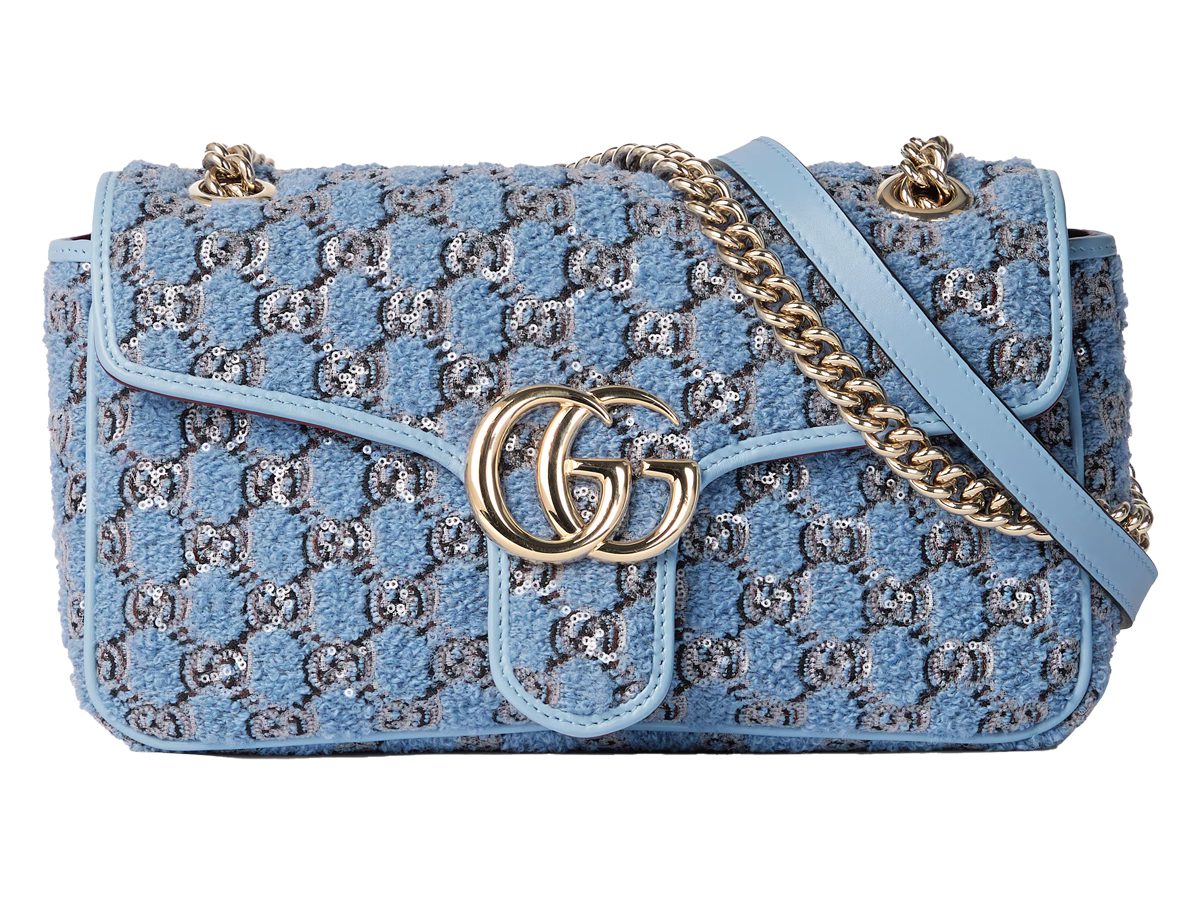 gucci GG Marmont small shoulder bag blue tweed
