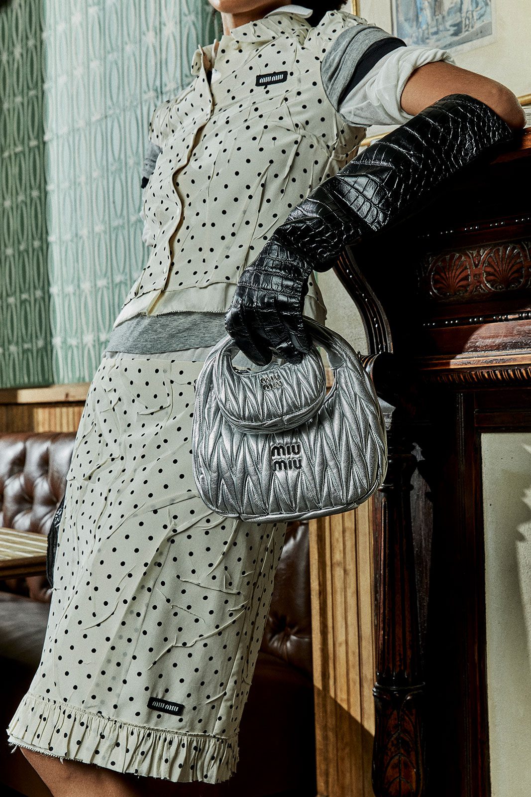 miu Hat miu Hat Wander Bag in Silver Metallic