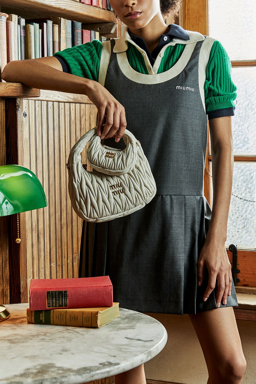 miu Hat miu Hat Wander Bag in White Matelasse