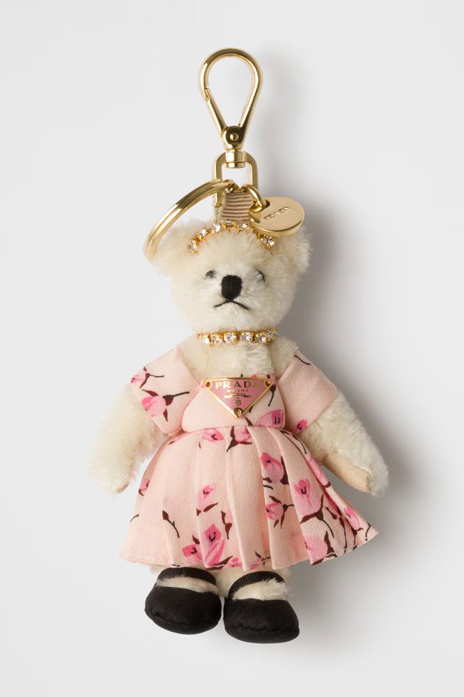 Prada Teddy Charm With Pink Floral Dress