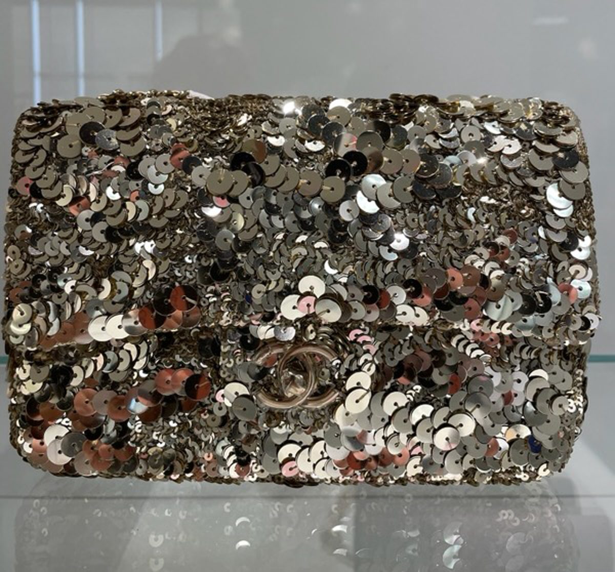 chanel gold sequin bag from 25c