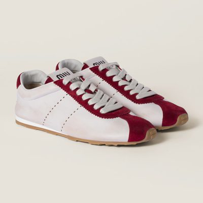 PLUME SNEAKERS IN WHITE NAPPA LAMBSKIN AND RED SUEDE
