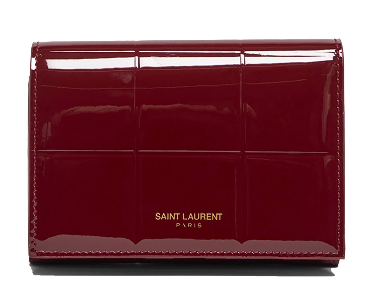 saint laurent Slim Trifold Wallet in Patent Quilted Leather