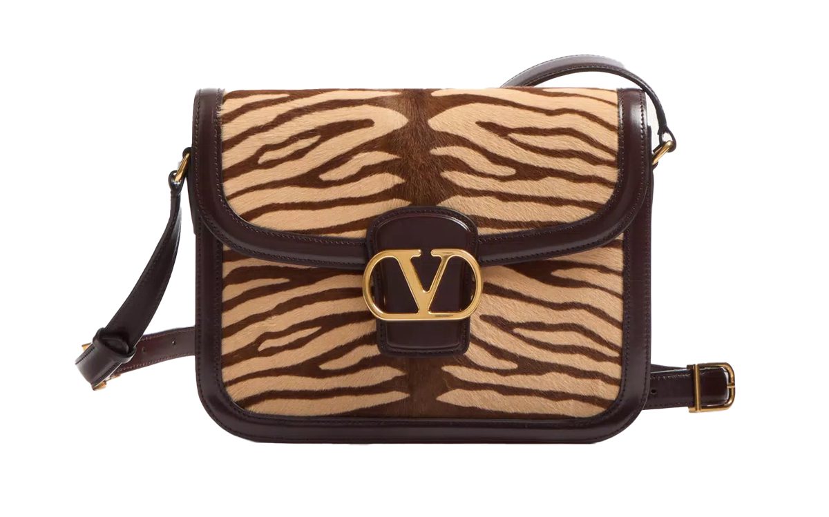 valentino VALENTINO GARAVANI 9TO5 SHOULDER BAG IN ANIMALIER PONY EFFECT CALFSKIN