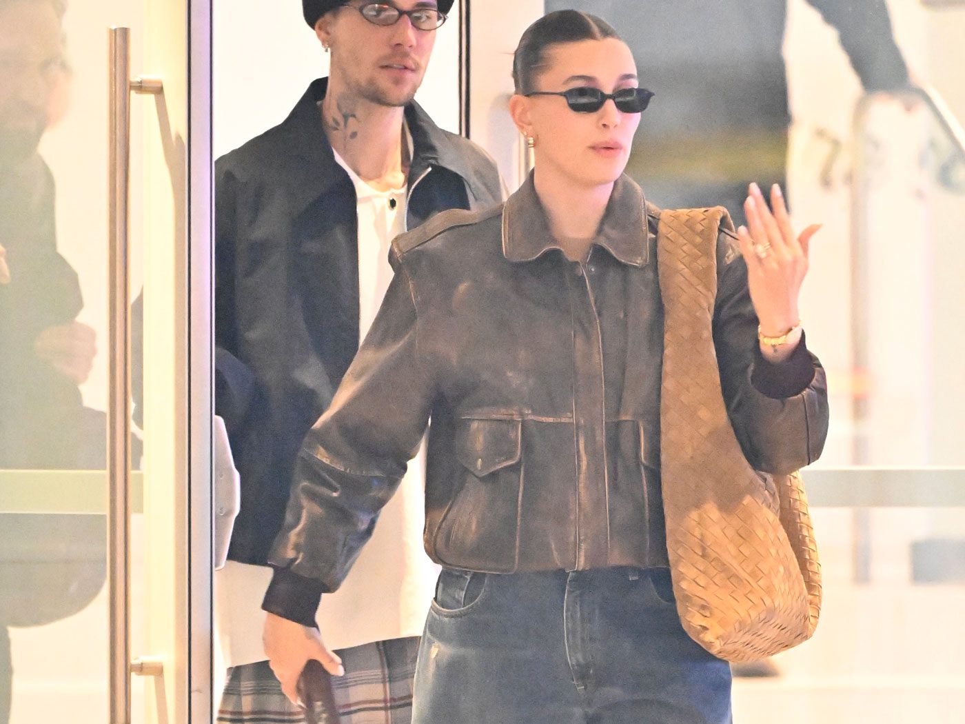 Hailey Bieber Bottega Veneta Suede Hop Bag