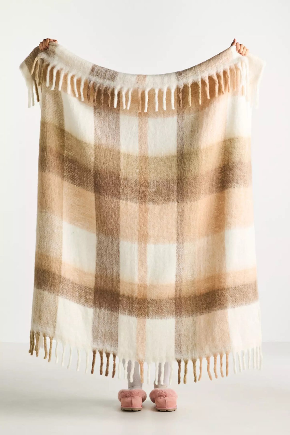 anthropologie Cozy Cocoon Fringed Throw Blanket