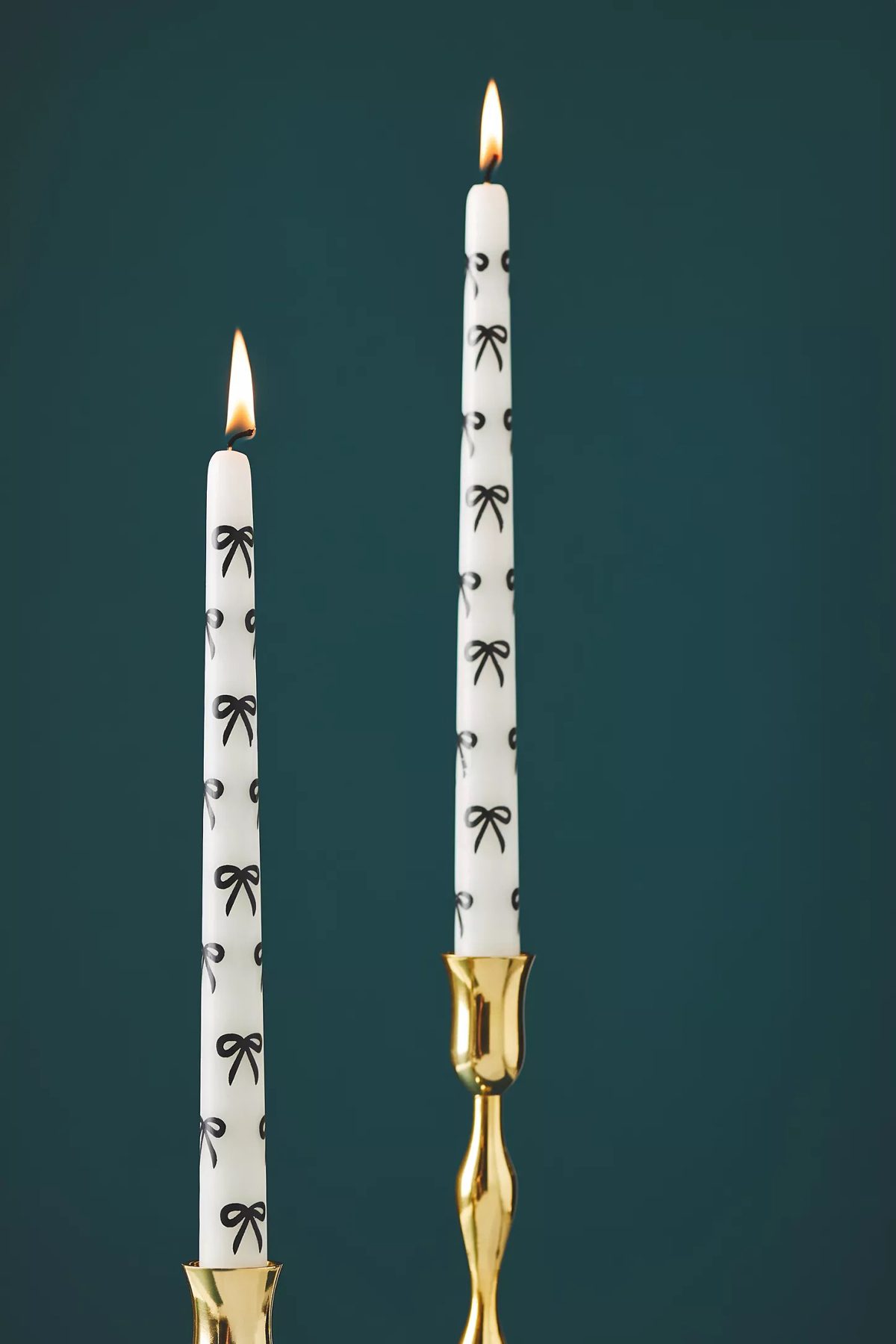 anthropologie Handpainted Bow Taper Candles Set of 2
