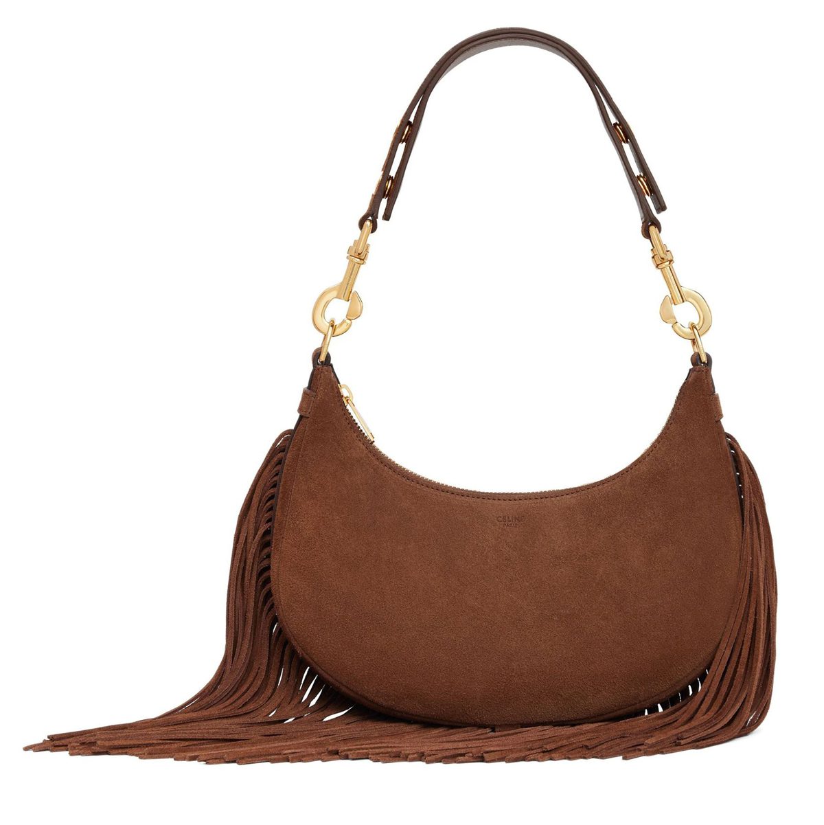 celine Medium Ava strap bag with fringes in suede calfskin