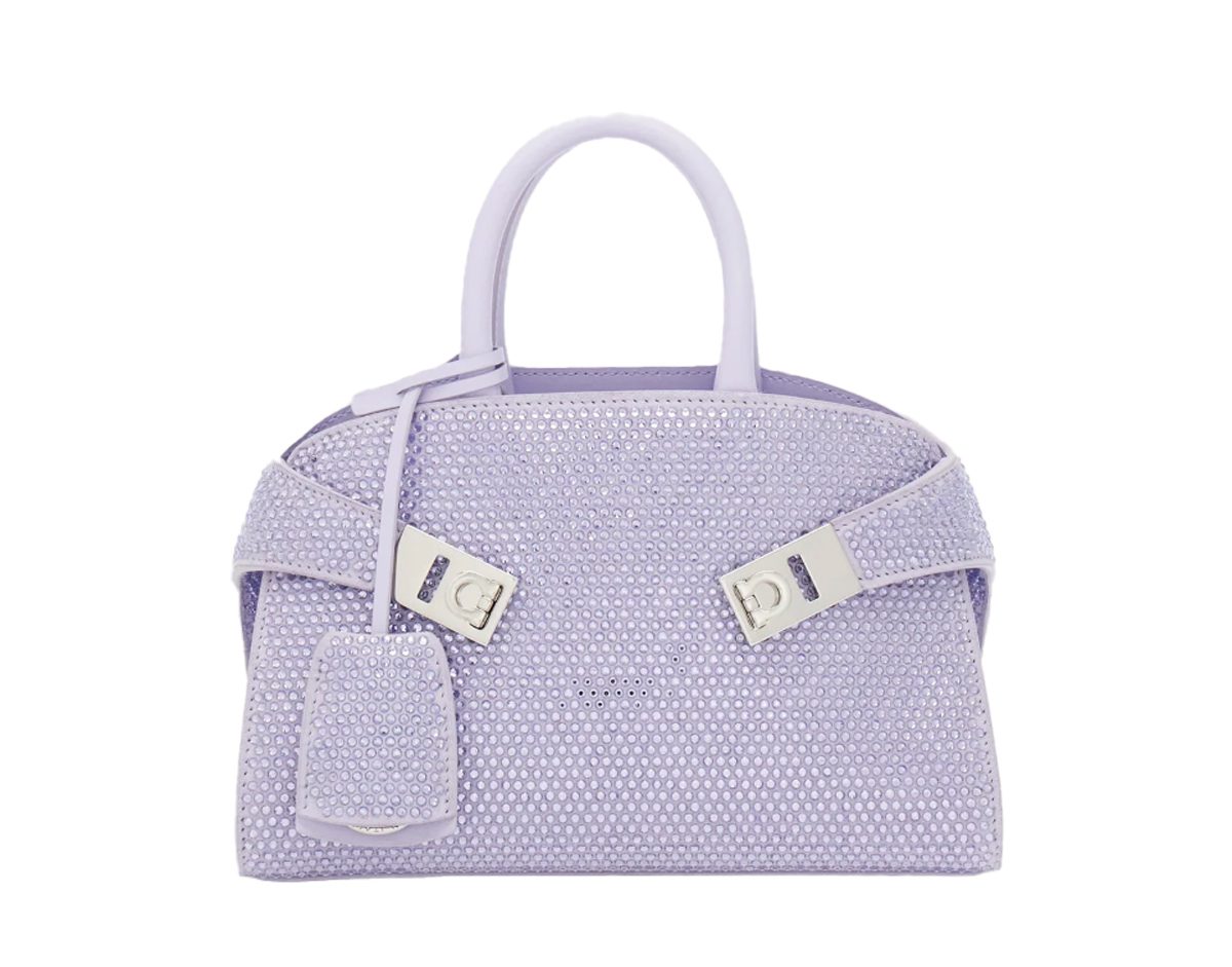 ferragamo Hug handbag with crystals XS in lavendar