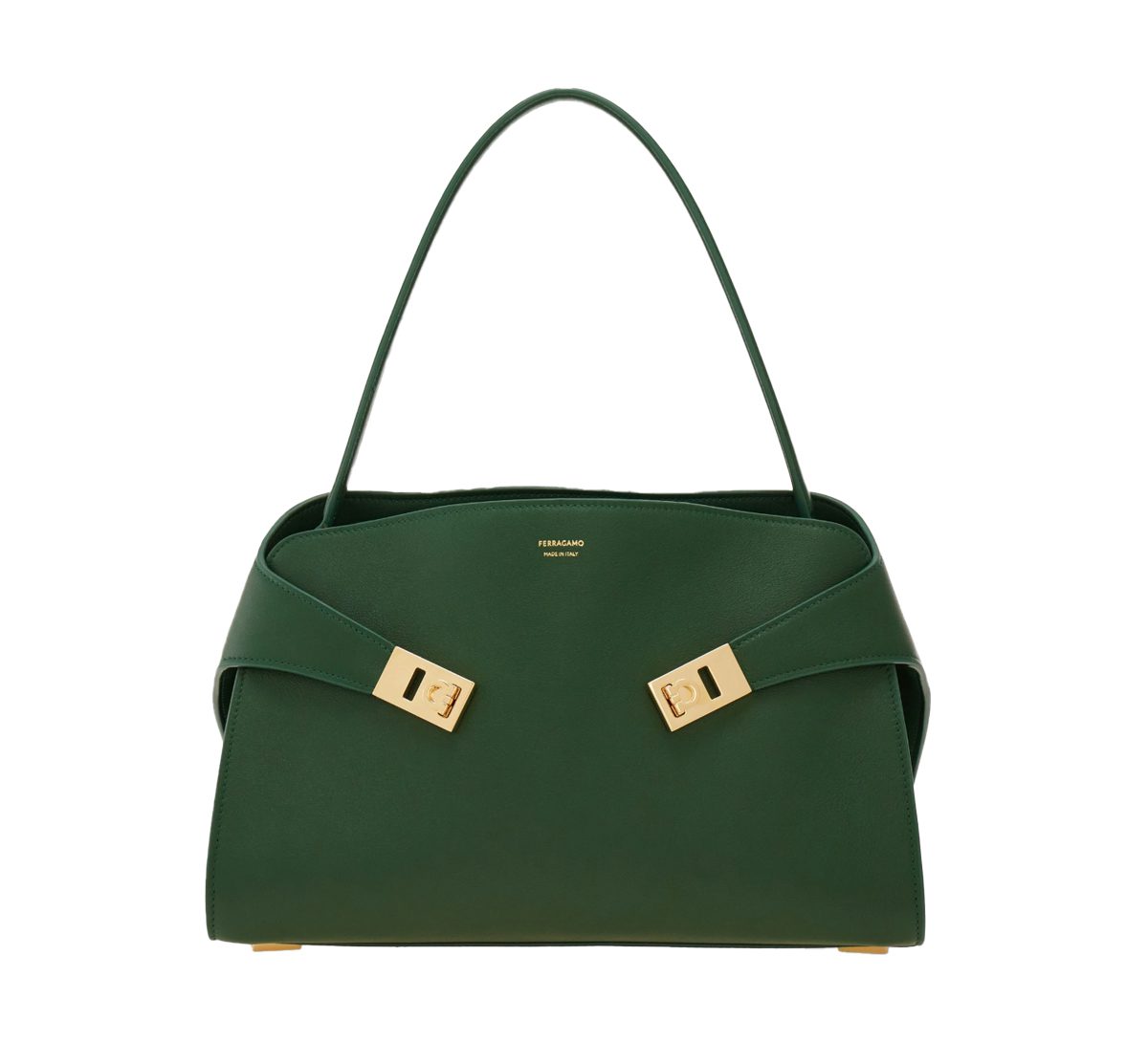 ferragamo Hug soft bicolor shoulder bag M forest green