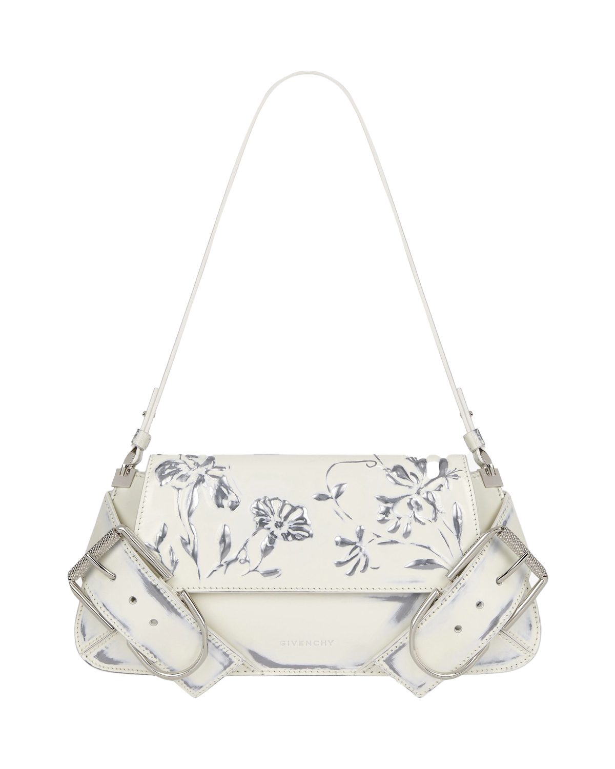 givenchy Voyou Shoulder Flap bag in leather with floral patter givenchy Voyou Shoulder Flap bag in leather with floral patter
